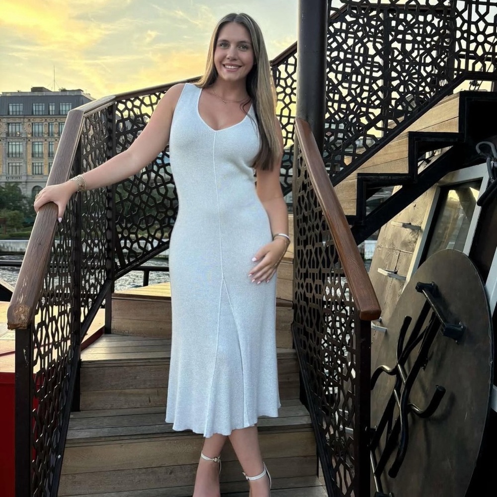 Zara Silver Metallic Long Dress
